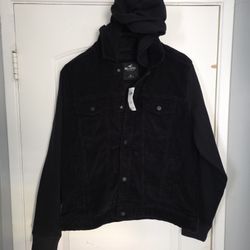 Men's Jacket Hollister Corduroy Hoodie Xl Mixed Media 