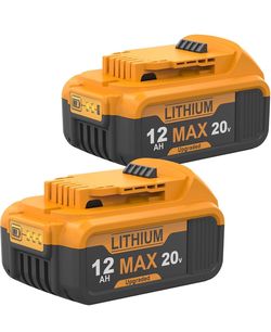 For Dewalt 20v Max Battery, Compatible with DeWalt batteries, 12-Ah,2-Pack For Dewalt Impact Driver, Dewalt Drill Bit Set, dcb104,dcb203,dcb200,dcb206