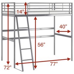 Tall Twin Metal Loft Bed
