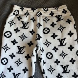 Faux Fur Monogram Sweatpants