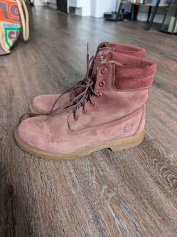 timberland burgundy red waterproof suede leather lace-up boots size 10 W / 8.5 M