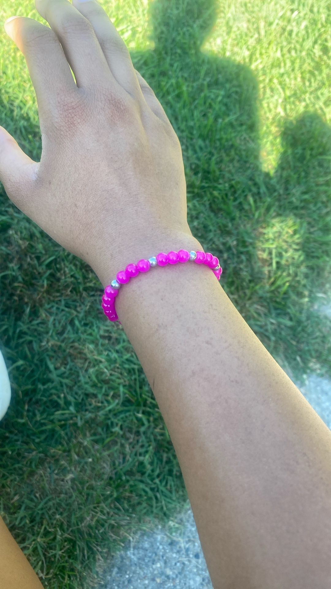 Bright Pink Beaded Bracelet