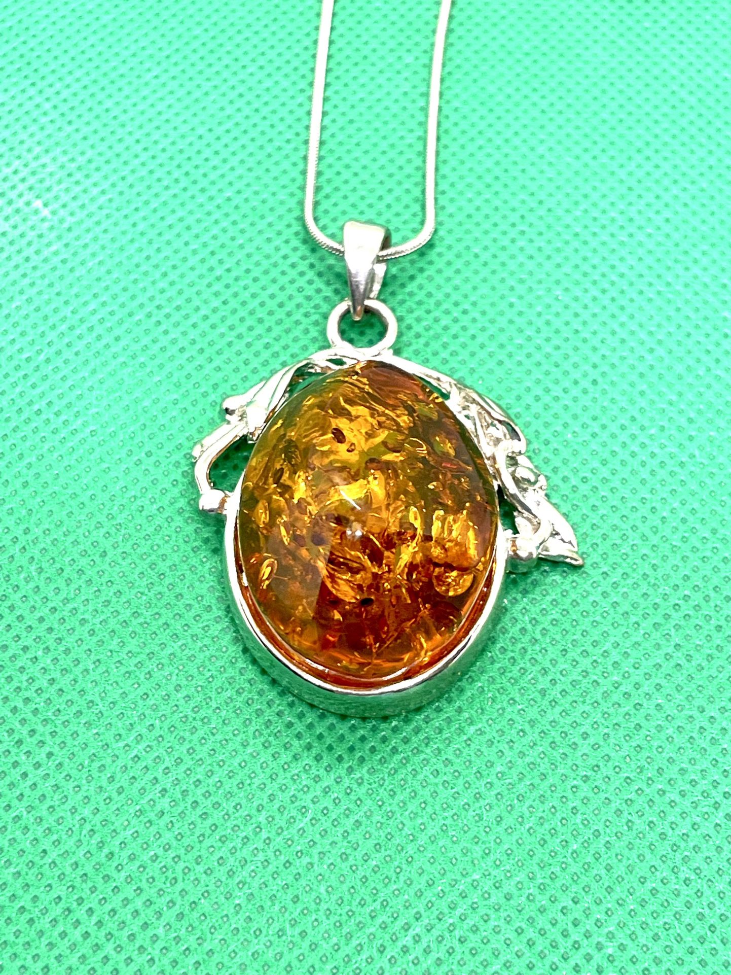 Sterling Amber Necklace