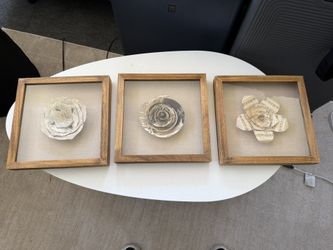 Set Of 3 Flower Paper Art