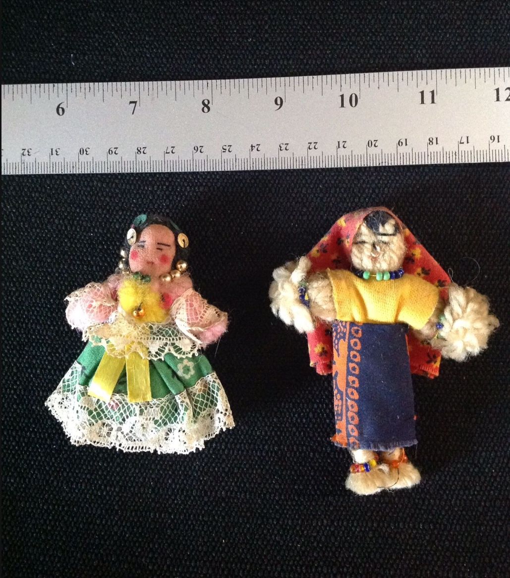 Vintage, Collectable, Folkloric Panamanian Miniature Handmade Dolls, Magnets