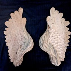 HAND CARVED WOOD ANGEL WING / ARCHANGEL