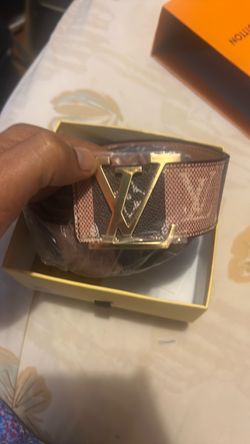 Louis Vuitton Monogram Belt with Gold LV Buckle