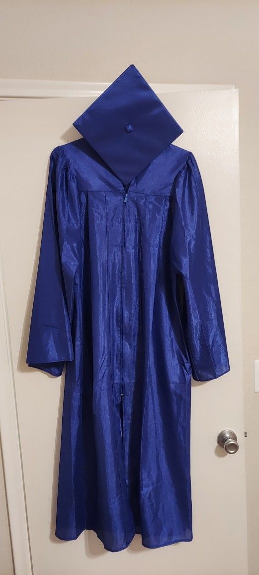 Blue Graduation Cap and Gown