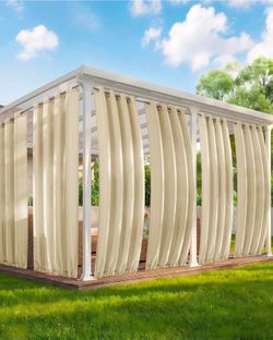 Outdoor Curtains For Patio Waterproof 6 Pcs 54x84 Inch Cream