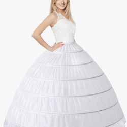 White Quinceanera Petticoat Hoop Skirt A Line Slip Floor Slip Under Skirt 