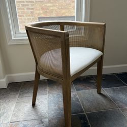 Upholstered Woven Cane Accent Chair