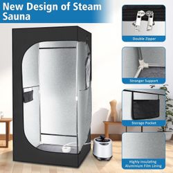 🔥Special Discount (Brand new in Box )🔥Sauna, Sauna Box, Portable Sauna, Home Sauna with 2.6L 1000W Steam Genera(Black) 💰60$  Warehouse Clearance Sa