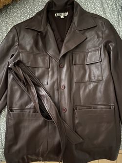 FASHIONNOVA LEATHER JACKET DARK BROWN (M)