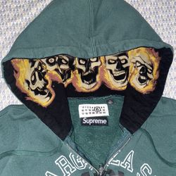 Supreme MM6 Maison Margiela Green Zip Up Hoodie Size Large