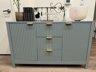 Gray-Green Sideboard with Gold Handles