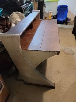 Genuine Leather & Metal Desk 2 Tier Wesley Desk