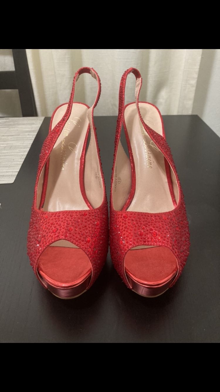 Ruby Red Rhinestone SLINGBACKS