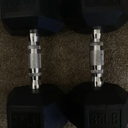 Rubber 35lbs Dumbbell Set 