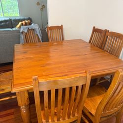 Solid Wood Dining Table With Chairs