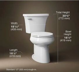 Highline Arc 12 in. Rough In 2-Piece 1.28 GFP Single Flush Elongated Chair Height Toilet in White with Soft Close Seat