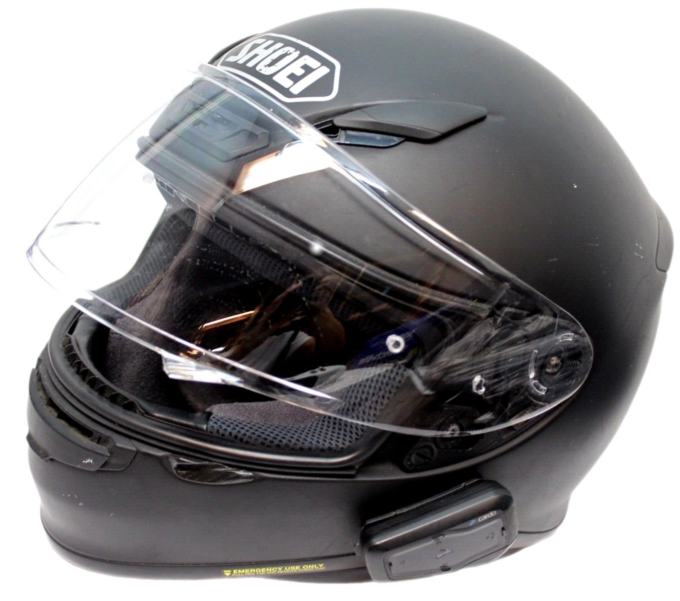 Shoei RF-1200 Full face Helmet XL, Black, with CARDO bluetooth