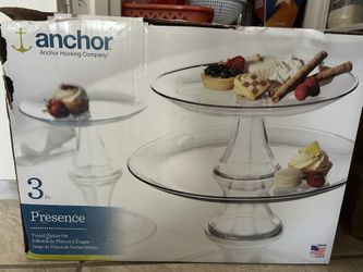 Anchor Hocking Presence 3 Tier Platter Set Glass