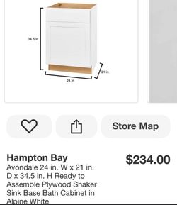 NEW IN BOX 24" NO TOP BATHROOM VANITY