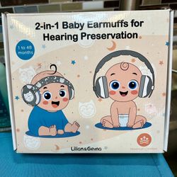 Lillian & Gema 2 -in- 1 Baby Earmuffs for Hearing preservation. 1 to 48 mos