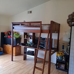 Loft bed and two bookshelves