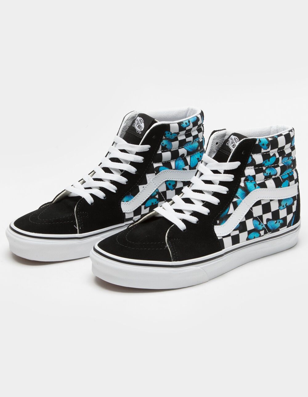 Blue Butterfly Checkerboard High Top Vans