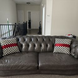 Amax Leather Couch, Chair, And Ottoman Set 