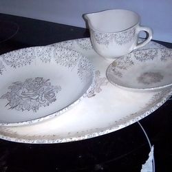 Vintage Fine China Set – Gold Floral w/ Serving Platter