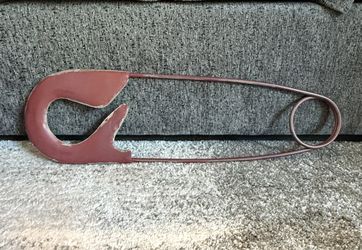 Large Dark Red Metal Baby Safety Pin Wall Art Decor