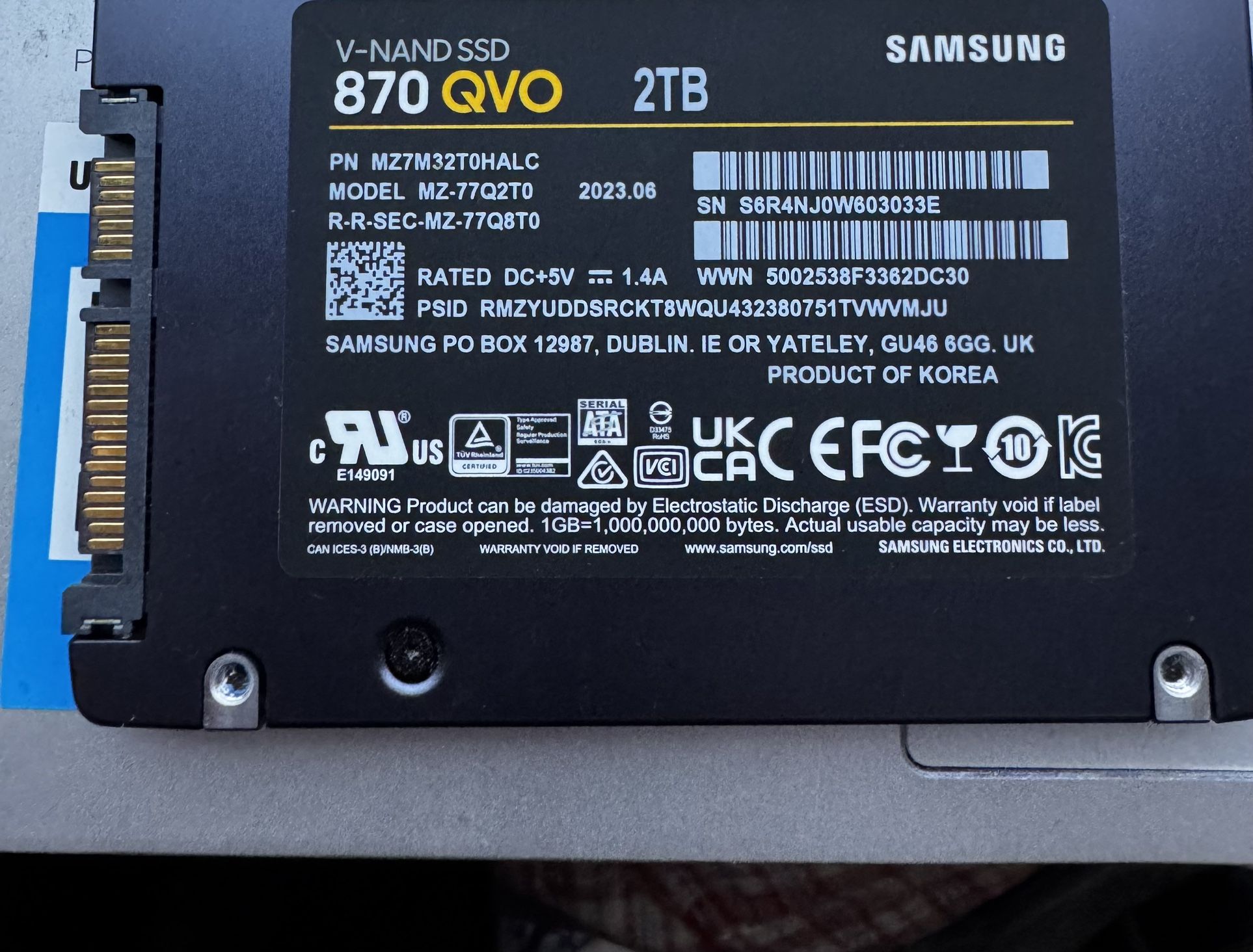 Brand New Used Samsung 2TB 870 EVO 2.5" SATA III Internal SSD, 560MB/s Read, 530MB/s