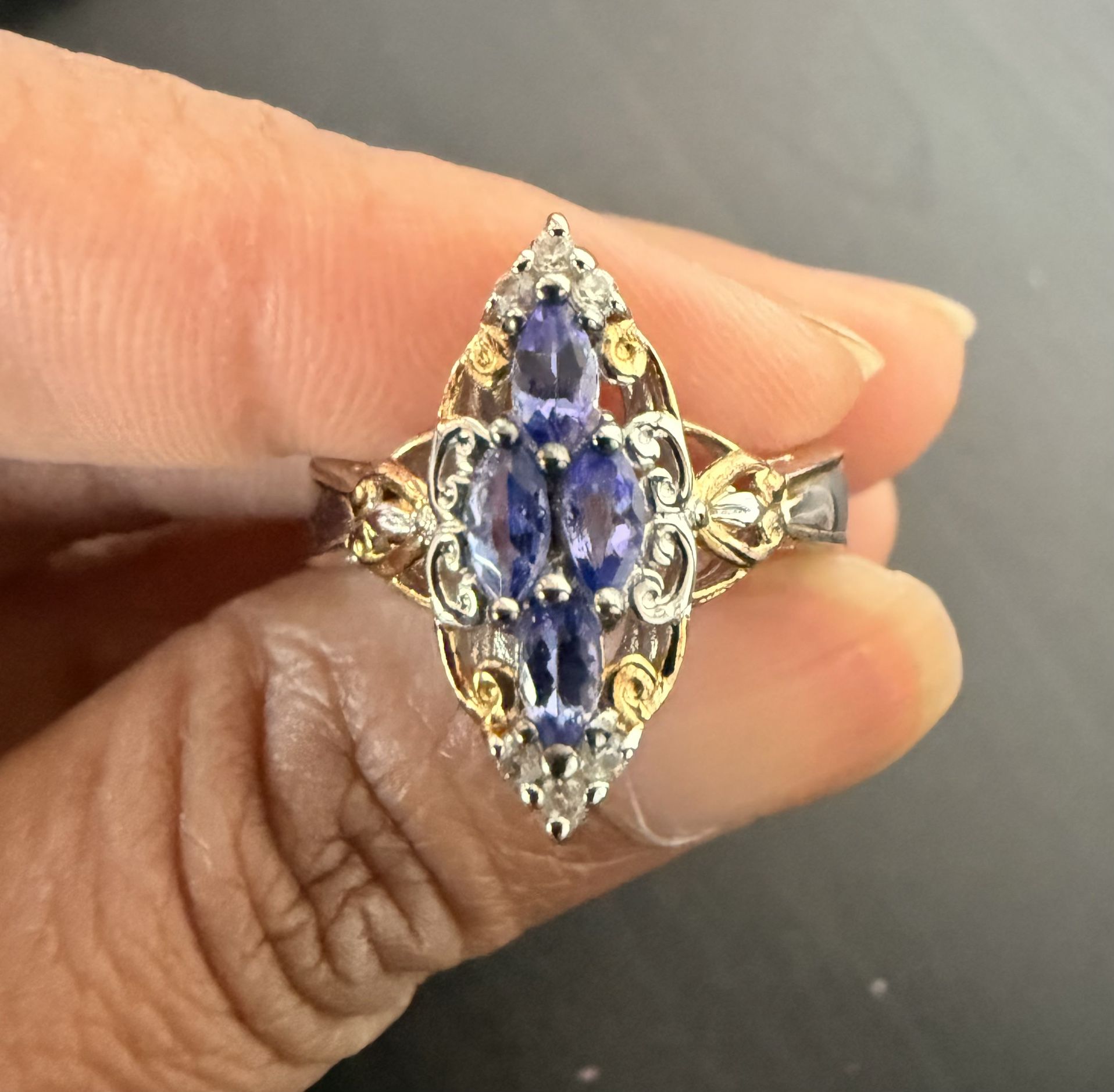 Natural Tanzanite Sterling Silver Ring Size 6 # Wedding 