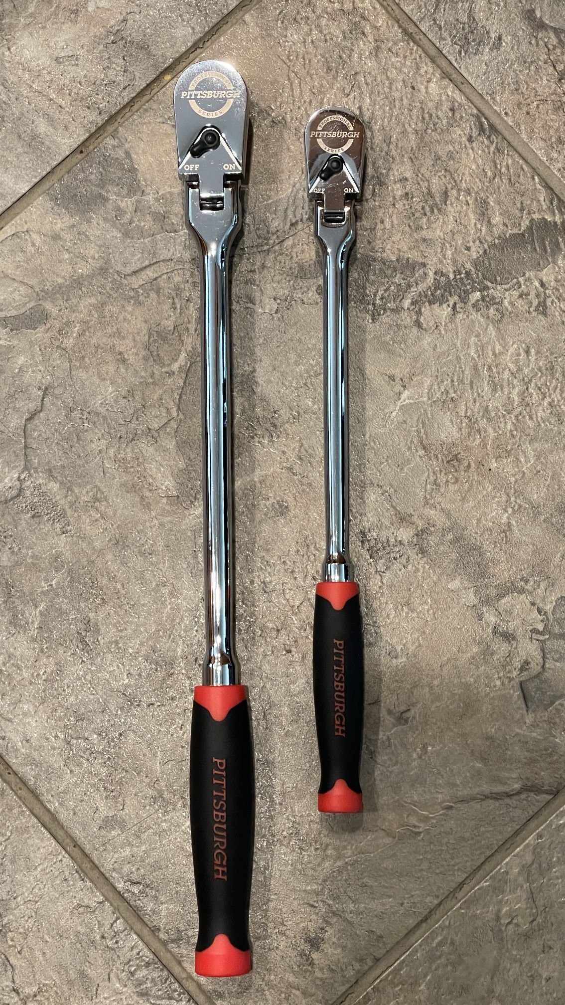 PITTSBURGH 1/2 & 3/8 in. Drive Flex-Head Long Handle Ratchet