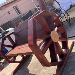 Wooden  Wagon Wheel Bench Out & Indoor 