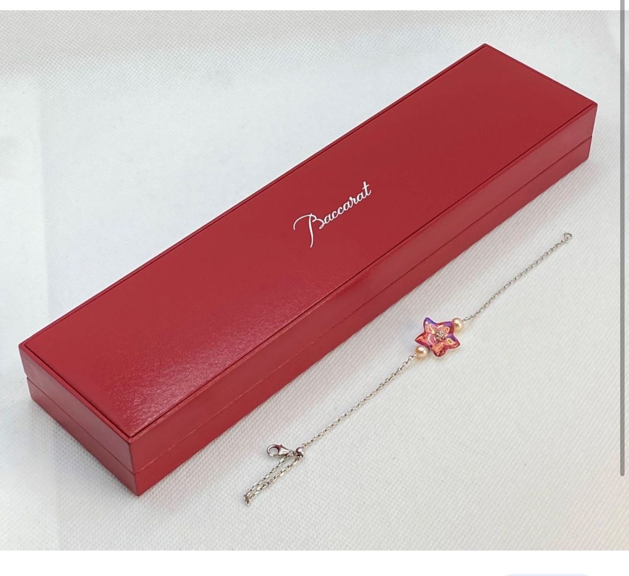 BACCARAT Bracelet Blossom Irise Chain Pearl Beads Crystal Glass Mult Color