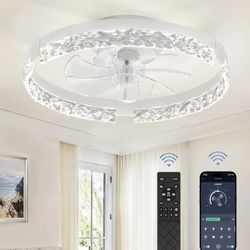 Lediary 20in LED Modern Ceiling Fan White With Remote 6speed Reverse Timer Dimmable Like New