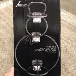 Snowman Wrought Iron Votive Holder