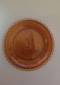 Lighthouse Pairpoint Glass Cup Plates