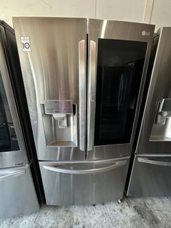 LG 3 Door Stainless Steel Refrigerator Instaview 36 Inch Wide Works Great