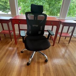 Red IKEA Desk + Office Chair, 2 Nightstands 