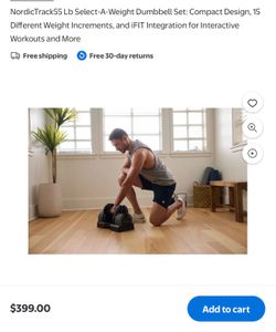 Pesas NordicTrack55 Lb Select-A-Weight Dumbbell Set: Compact Design, 15 Different Weight Increments, and iFIT Integration for Interactive Workouts and