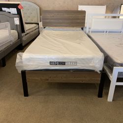 Brown Twin Metal Bed Frame
