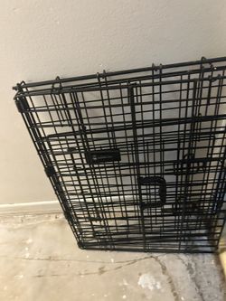 Small Dog Cage And Feeding Bowls