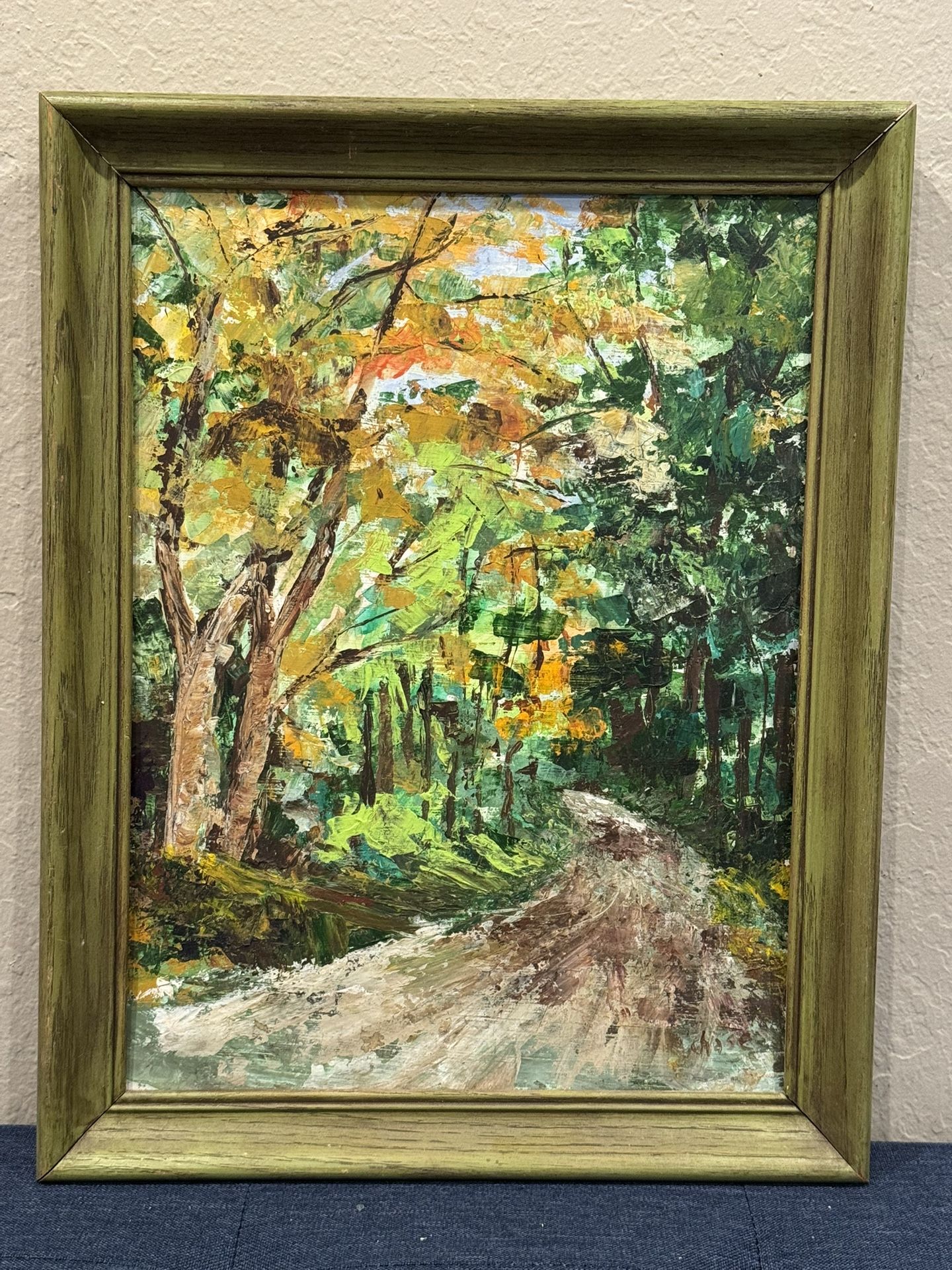 Incredible Vintage c1960s Expressionist Forest Oil Painting by Chase