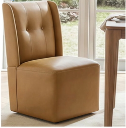 Rolling Dining Chair with Wheels, Modern Swivel Dining Room Chair