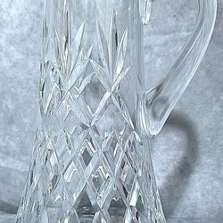 Vintage Crystal glass pitcher with diamond cut pattern by Lausitzer