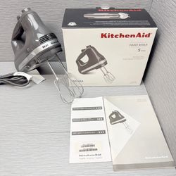 KitchenAid KHM512GT 5-Speed Handheld Mixer Gray w/ Stainless Steel Beaters